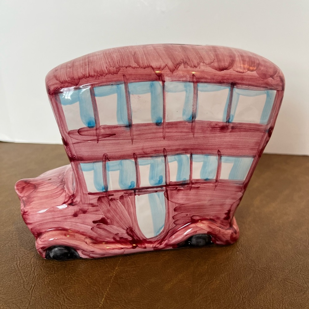 Italian Made Handcrafted Ceramic Double Decker Bus Bank